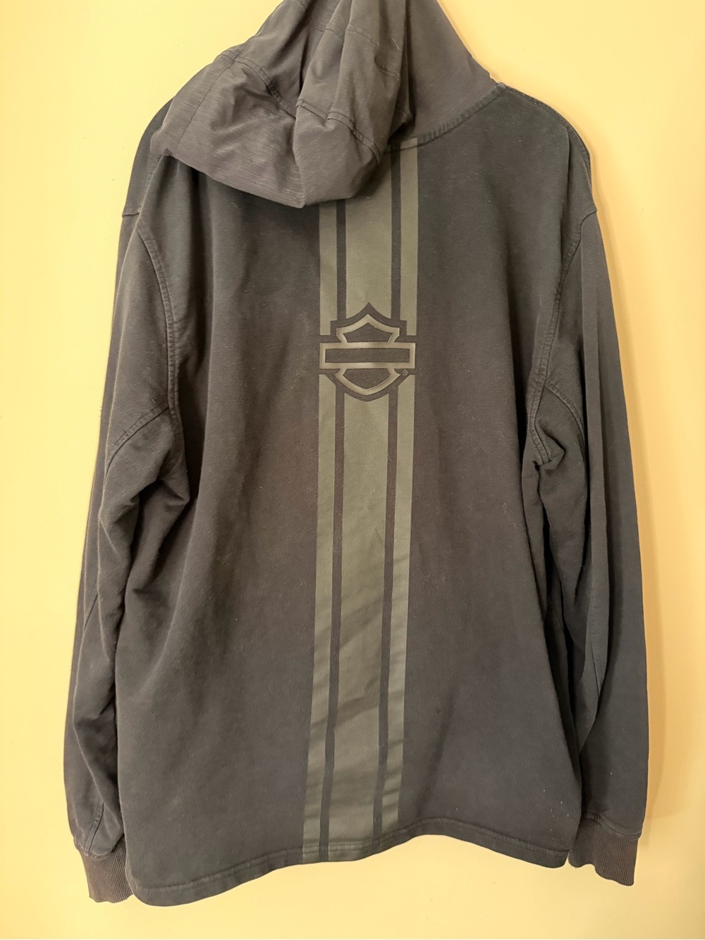 Harley-Davidson Black Hoodie with Dark Gray Vertical Logo Stripe